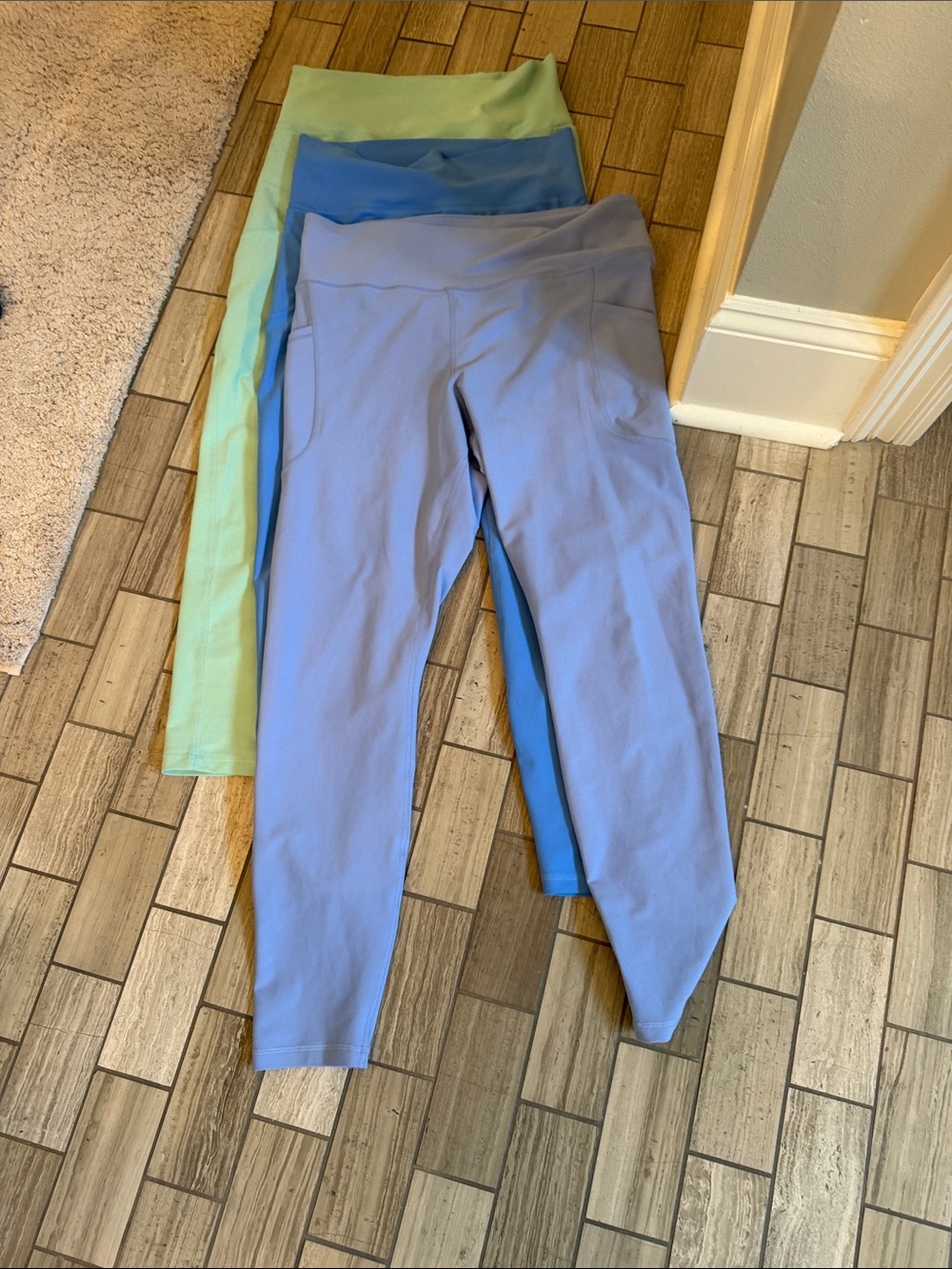 3 pair of Old Navy Mint Green and blue and purple High-Waist Leggings